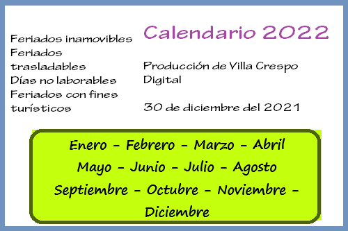 CALENDARIO 2022